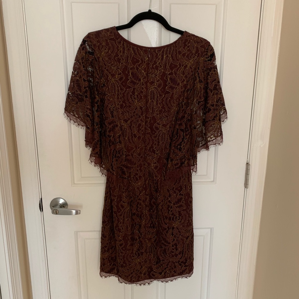 Gold & Red Lace Dress The Population Dress - Picture 6 of 7